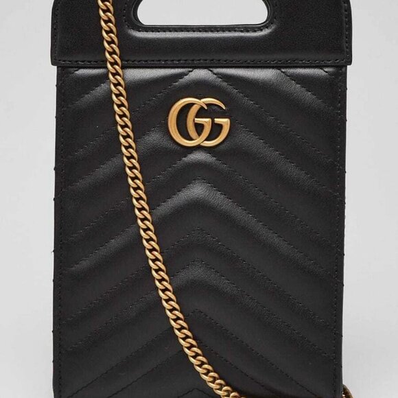 Gucci Black Quilted Leather GG Marmont Mini Top Handle Tote Bag - Picture 1 of 10